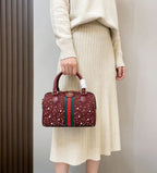 Gucci Ophidia Crystal Small Boston Bag (Maroon / Burgundy)