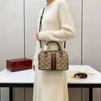 Gucci Ophidia Crystal Small Boston Bag (Beige & Brown)
