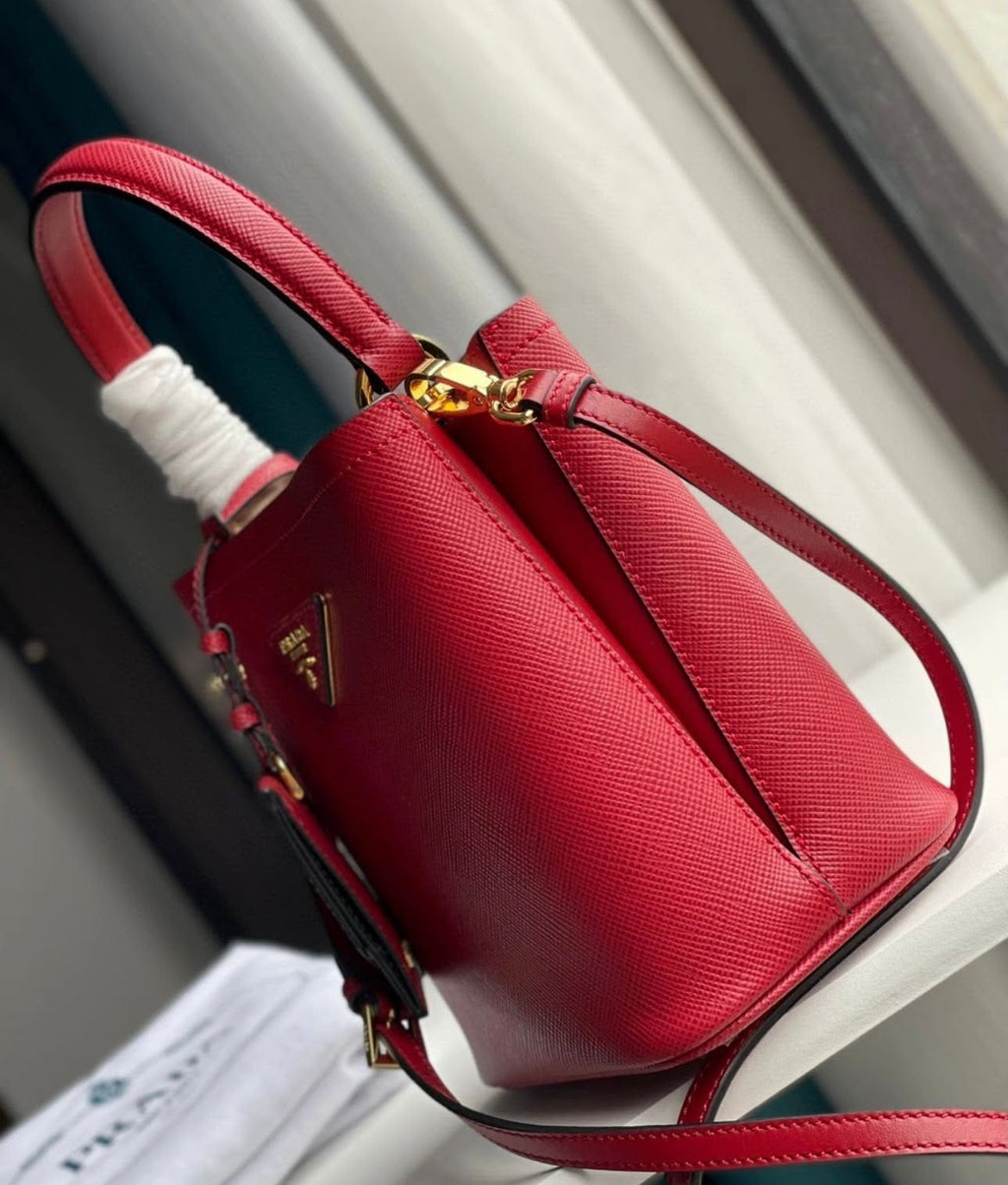 Prada Panier Saffiano Leather Bag (Red / Fuoco)