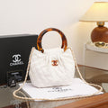 Chanel Small Quilted Hono Bucket Bag with Resin Handles (White)