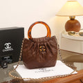 Chanel Small Quilted Hono Bucket Bag with Resin Handles (Dark Brown)