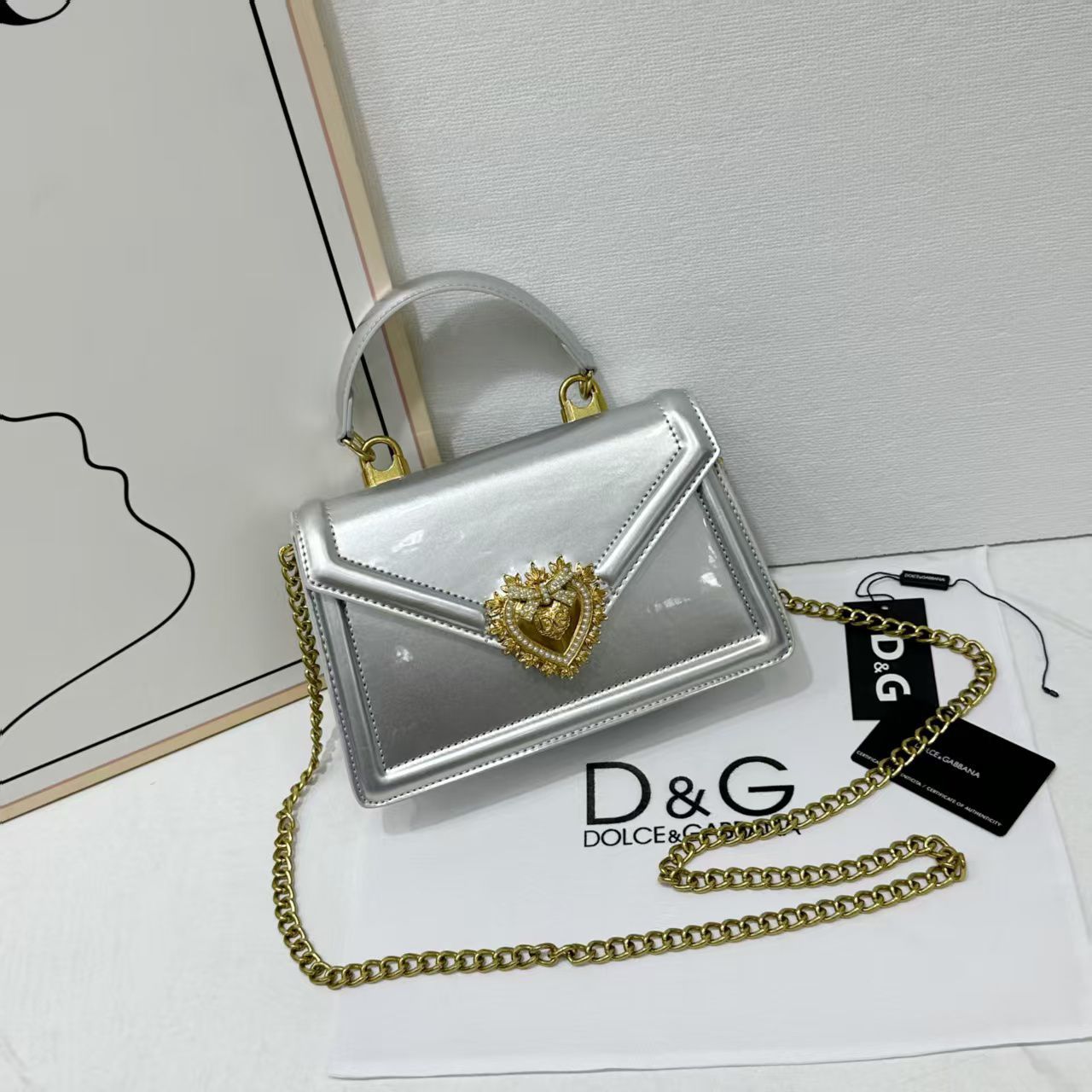 Dolce & Gabbana Devotion Top Handle Bag (Silver)