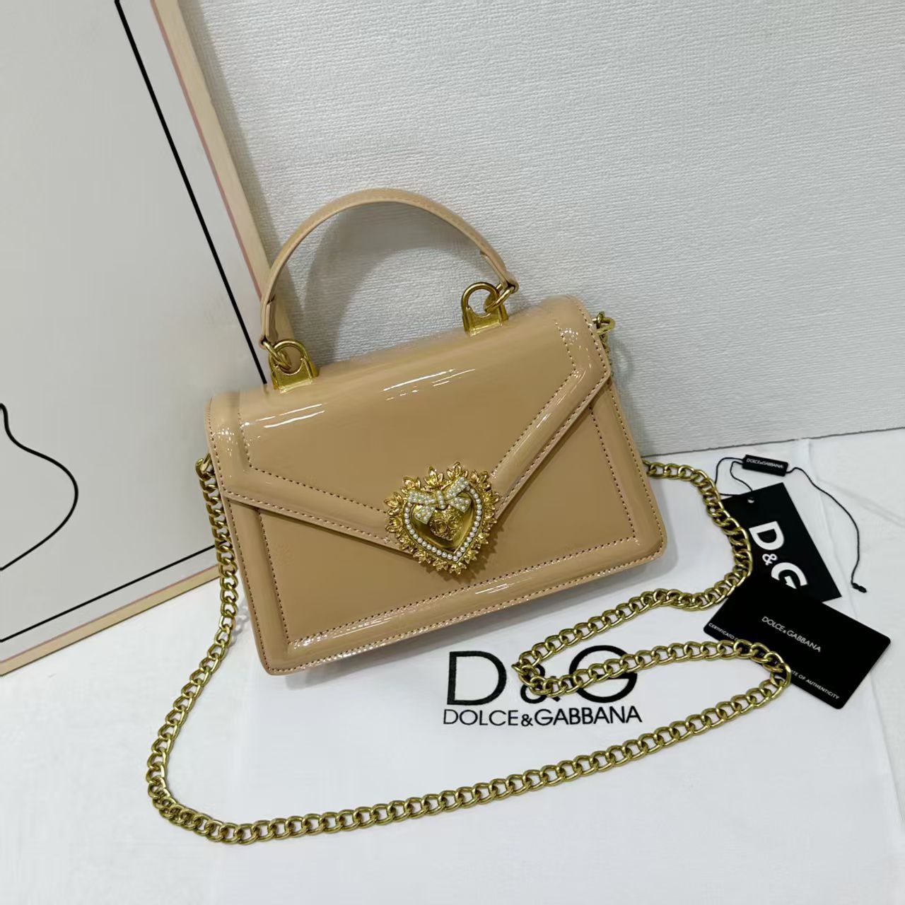 Dolce & Gabbana Devotion Top Handle Bag (Beige/Nude)