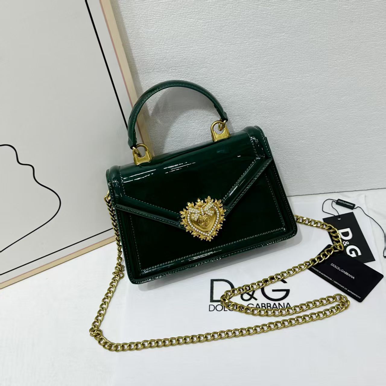 Dolce & Gabbana Devotion Top Handle Bag (Dark Green / Emerald)