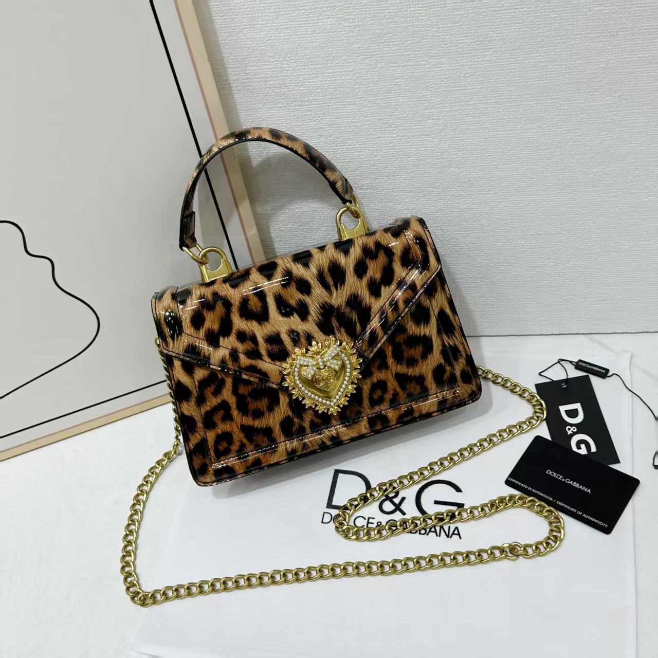 Dolce & Gabbana Devotion Top Handle Bag (Leopard Print)