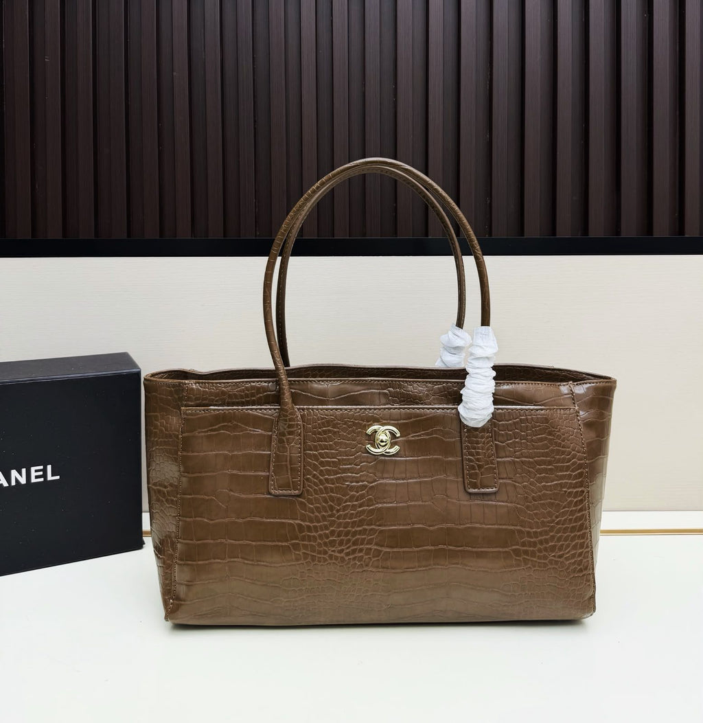 CC Shopping Tote / Executive Tote (Brown Croc-Embossed)
