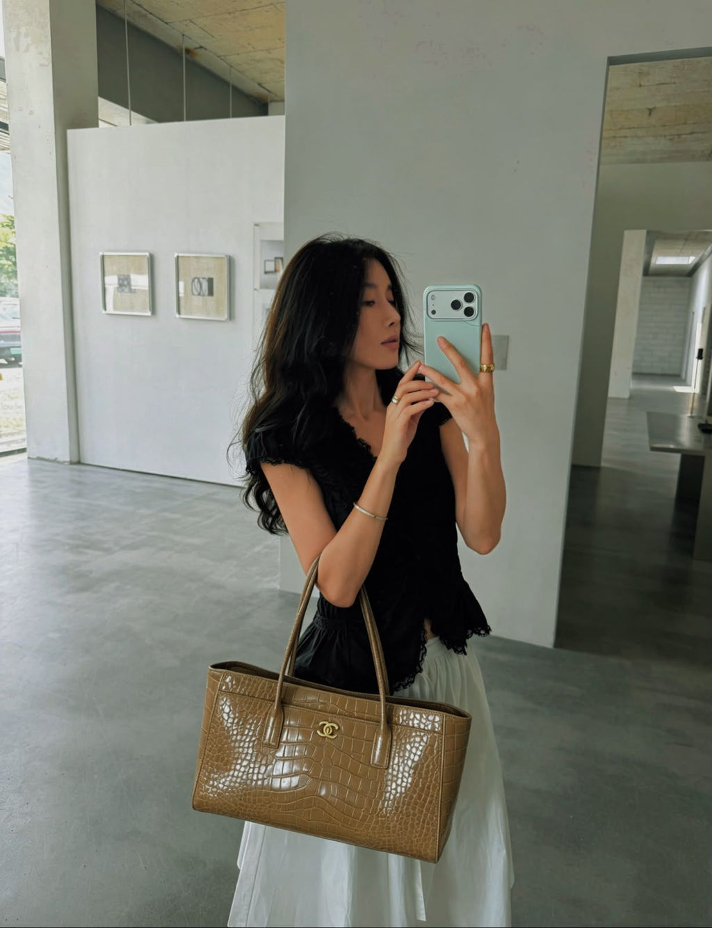 CC Shopping Tote / Executive Tote (Brown Croc-Embossed)