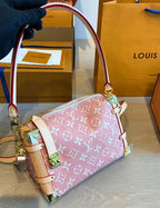 Louis Vuitton Monogram Denim Soft Trunk Shoulder Bag (Pink)
