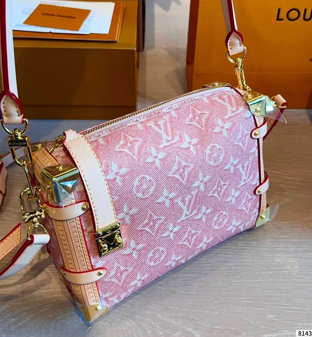 Louis Vuitton Monogram Denim Soft Trunk Shoulder Bag (Pink)