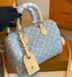Louis Vuitton Monogram Denim Speedy Bandoulière with Braided Handles (Blue)