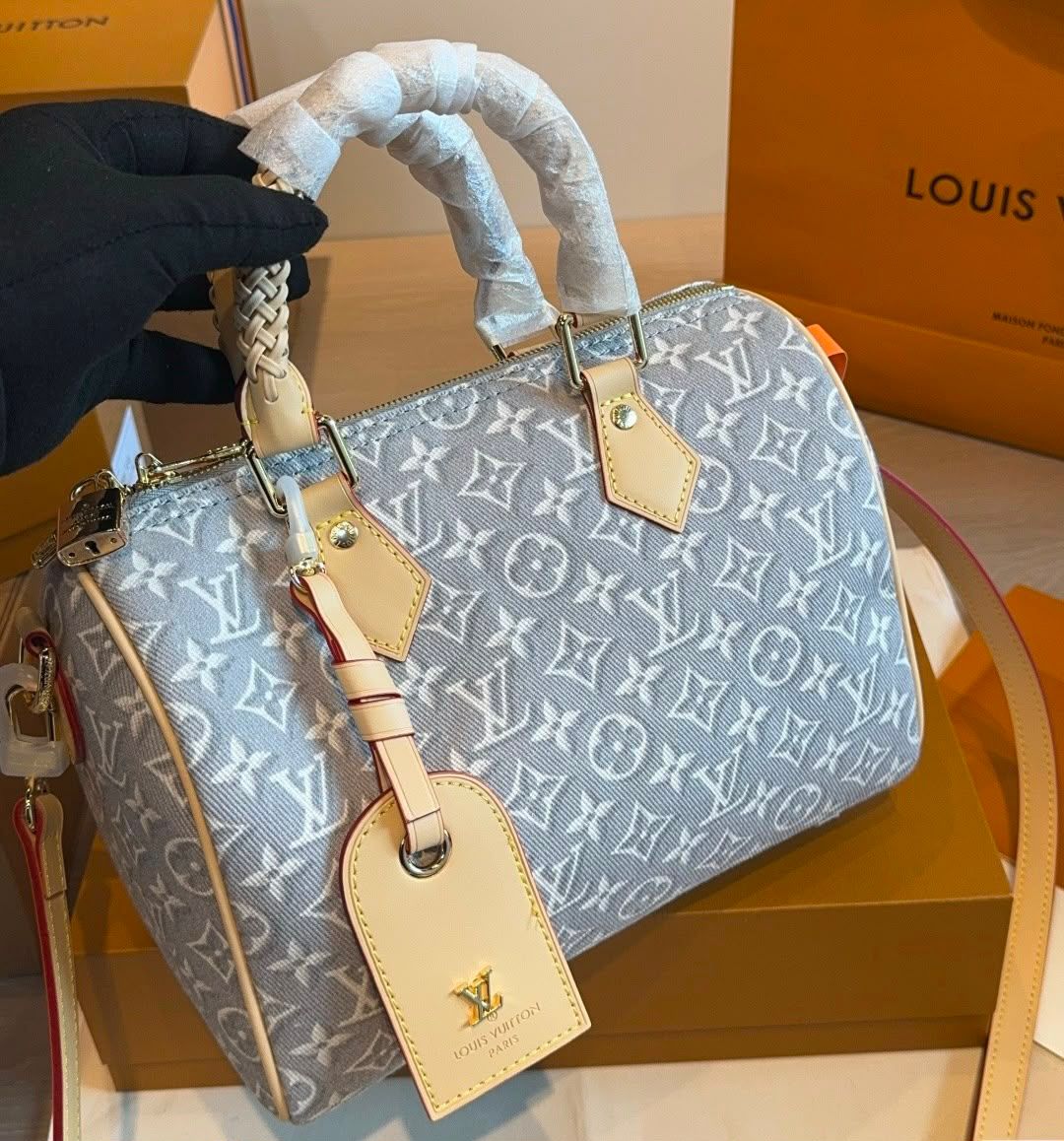 Louis Vuitton Monogram Denim Speedy Bandoulière with Braided Handles (Blue)