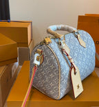 Louis Vuitton Monogram Denim Speedy Bandoulière with Braided Handles (Blue)