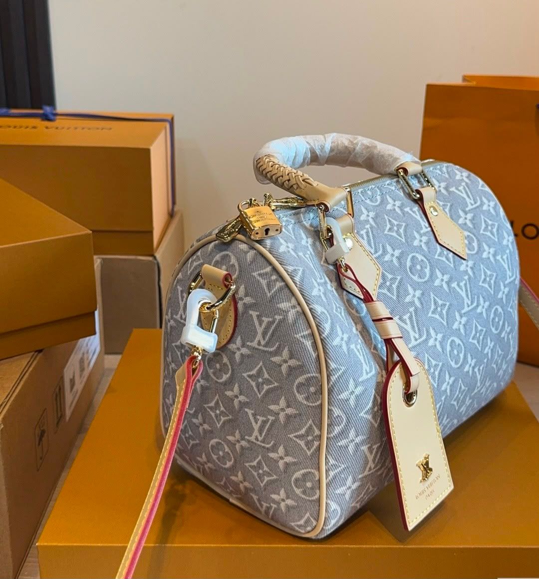 Louis Vuitton Monogram Denim Speedy Bandoulière with Braided Handles (Blue)