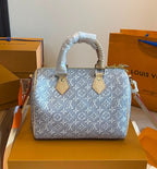 Louis Vuitton Monogram Denim Speedy Bandoulière with Braided Handles (Blue)