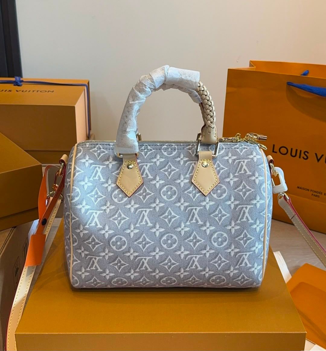 Louis Vuitton Monogram Denim Speedy Bandoulière with Braided Handles (Blue)