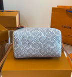 Louis Vuitton Monogram Denim Speedy Bandoulière with Braided Handles (Blue)