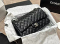 Chanel Lambskin Classic Double Flap Bag (Black with Silver Hardware)