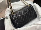 Chanel Lambskin Classic Double Flap Bag (Black with Gold Hardware)