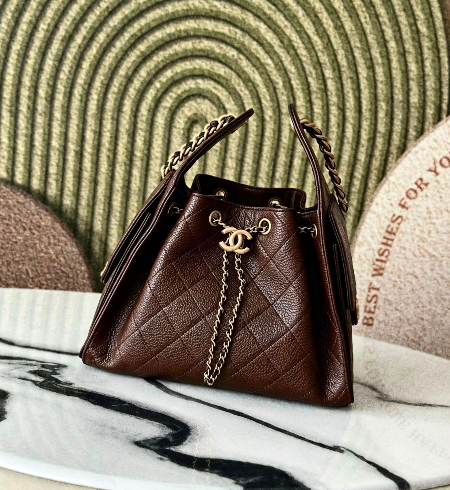 Chanel Grained Calfskin In The Loop Tote Bag (Dark Brown)