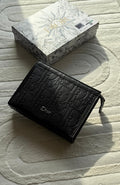 Dior Maxi Oblique Grained Leather Pouch (Black / Silver-Tone Dior Logo)