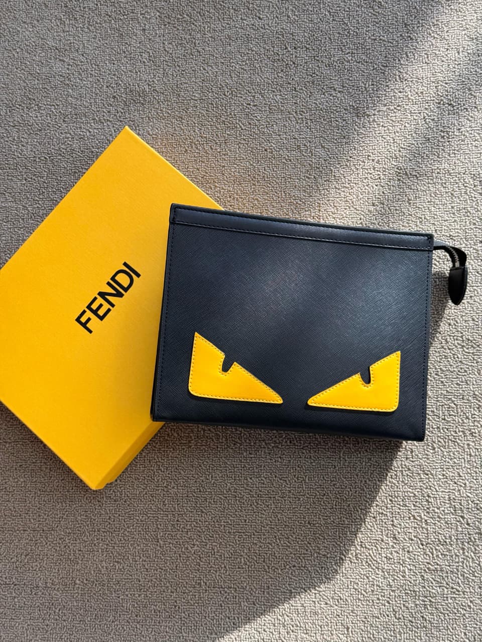 Fendi Bag Bugs Monster Eyes Pouch (Black / Yellow)