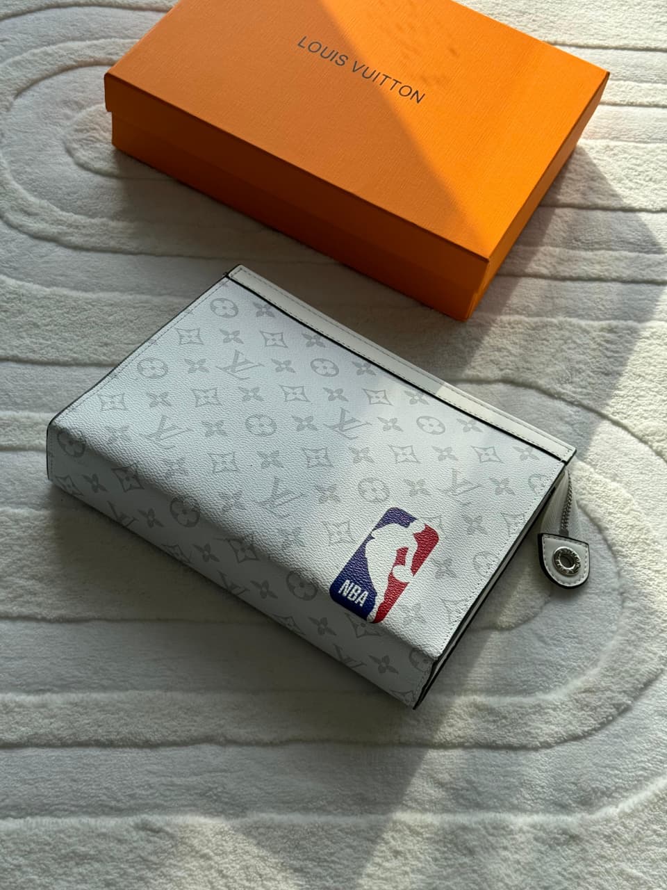 Louis Vuitton x NBA Pouch Voyage (White Monogram / Blue & Red NBA Logo)