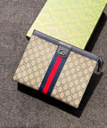Gucci Ophidia GG Supreme Pouch (Beige / Ebony / Dark Navy Blue Trim / Blue & Red Web)