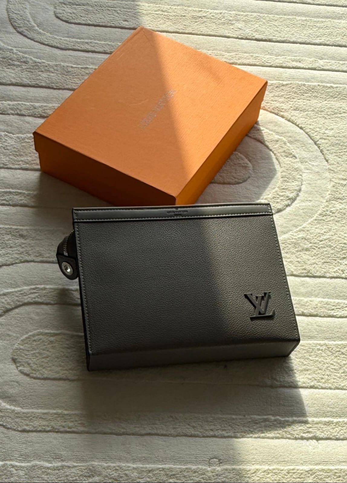 Louis Vuitton Pouch Voyage (Grey Grained Leather / Matte Grey LV Logo)