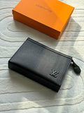 Louis Vuitton Pouch Voyage (Black Grained Leather / Metal LV Logo)