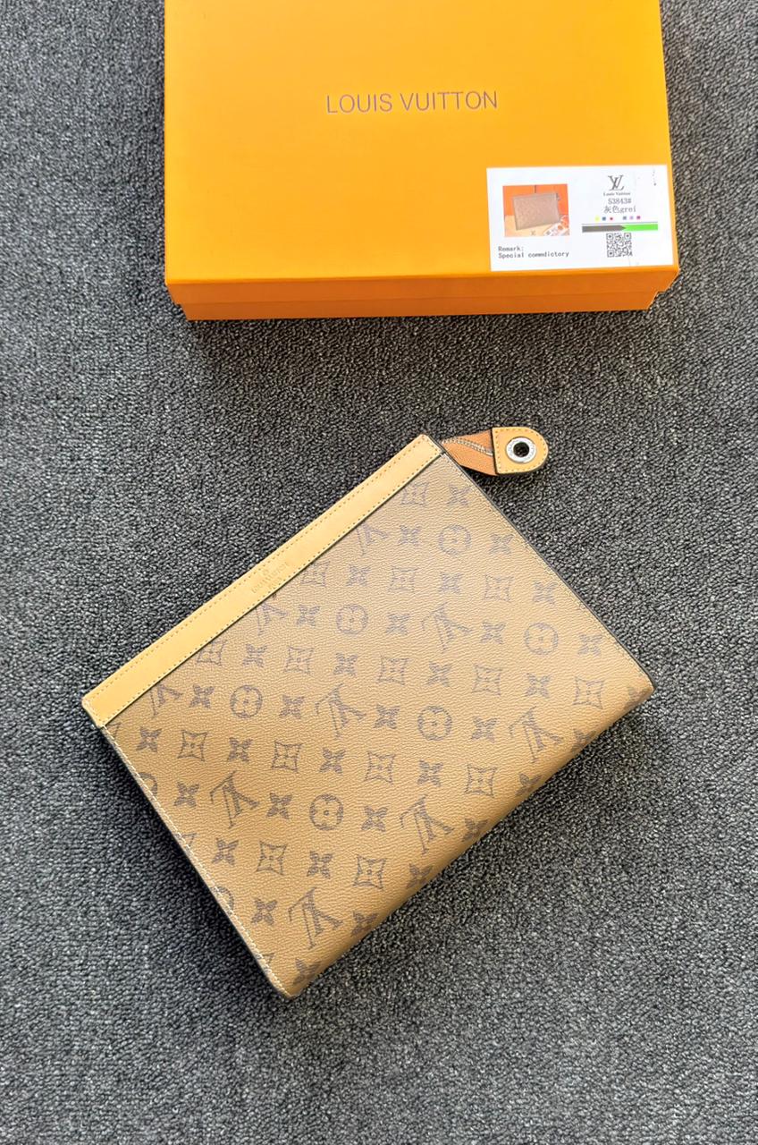Louis Vuitton Monogram Pouch Voyage (Classic Camel / Beige Vachetta Trim)
