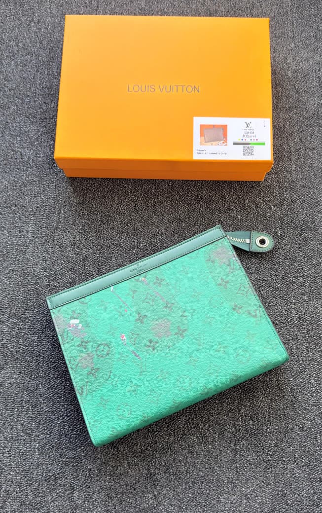 Louis Vuitton Monogram Camouflage Pouch Voyage (Mint Green / Khaki Graphic)