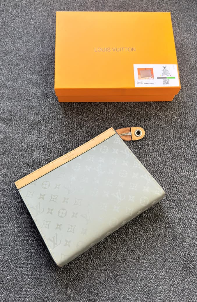 Louis Vuitton Monogram Pouch Voyage (Sage Green / Tan Vachetta Trim)