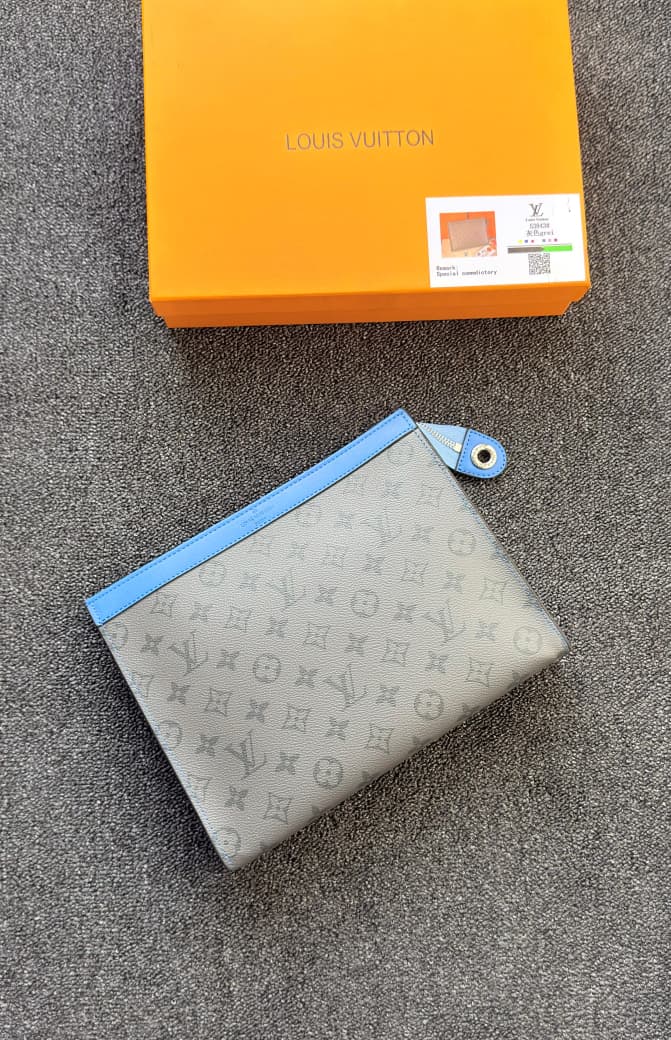 Louis Vuitton Monogram Pouch Voyage (Grey / Cornflower Blue)
