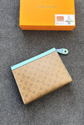 Louis Vuitton Monogram Pouch Voyage (Camel / Mint Blue)