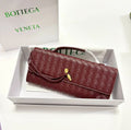 Bottega Veneta Intrecciato Knot Long Flap Clutch / Shoulder Bag (Burgundy / Wine Red)