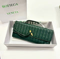 Bottega Veneta Intrecciato Knot Long Flap Clutch / Shoulder Bag (Emerald Green / Dark Green)