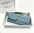 Bottega Veneta Intrecciato Knot Long Flap Clutch / Shoulder Bag (Dusty Blue / Slate)