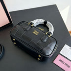 Miu Miu Patchwork Leather Top-Handle Bag (Black)