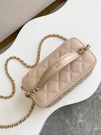Chanel Small Quilted Caviar Vanity Case with Top Handle (Blush Pink / Beige Pink)