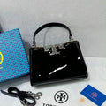 Tory Burch Eleanor Patent Leather Small Top-Handle Bag (Black)