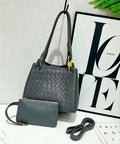 Bottega Veneta Small Andiamo Intrecciato Leather Shoulder Bag (Dark Grey / Slate)