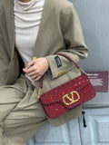 Valentino Garavani Locò Crystal Floral Embellished Shoulder Bag (Burgundy Red / Gold Hardware)