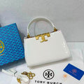 Tory Burch Eleanor Patent Leather Small Top-Handle Bag (White)