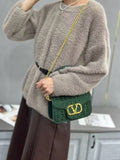 Valentino Garavani Locò Crystal Floral Embellished Shoulder Bag (Emerald Green / Gold Hardware)