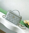Chanel Small Quilted Caviar Vanity Case with Top Handle (Light Grey / Ice Grey)