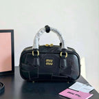 Miu Miu Patchwork Leather Top-Handle Bag (Black)
