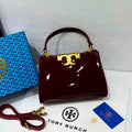 Tory Burch Eleanor Patent Leather Small Top-Handle Bag (Burgundy / Deep Wine)