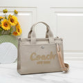 Coach Cargo Tote Bag with Script Logo (Beige / Light Sand / Gold Embroidery)