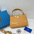 Tory Burch Eleanor Patent Leather Small Top-Handle Bag (Nude / Beige)