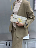 Valentino Garavani Locò Crystal Floral Embellished Shoulder Bag (Ivory White / Gold Hardware)